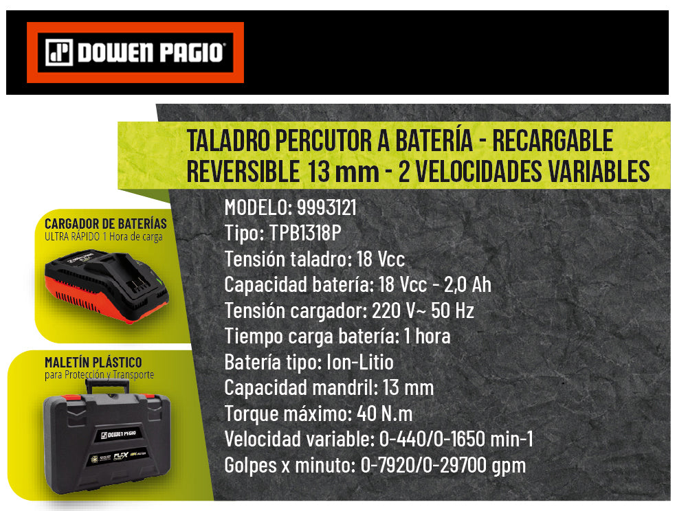 TALADRO PERC.BAT.13mm 18V FLEX ONE
