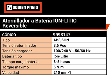 ATORNILLADOR A BATERIA 3.6V -DP