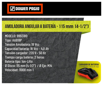 Amoladora Angular 115mm BAT. 18V FLEX ONE