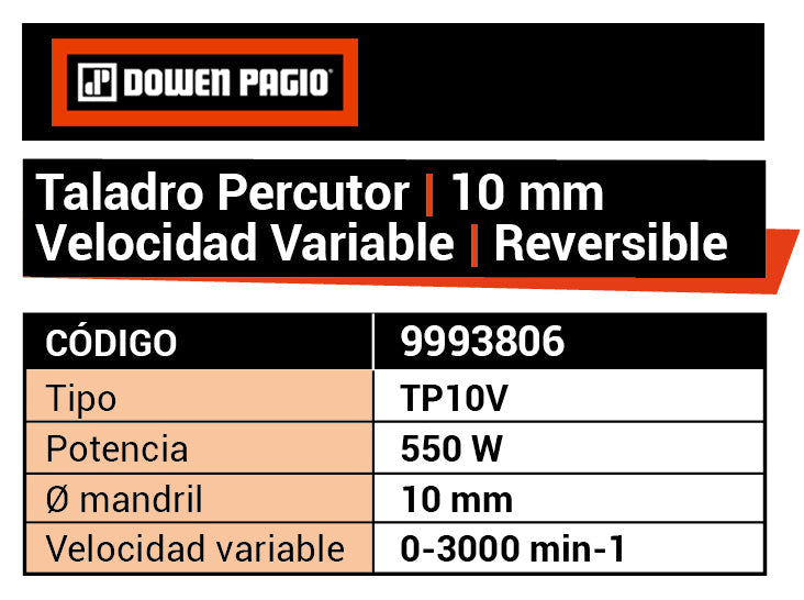 TALADRO PERCUTOR 10mm 550W DP