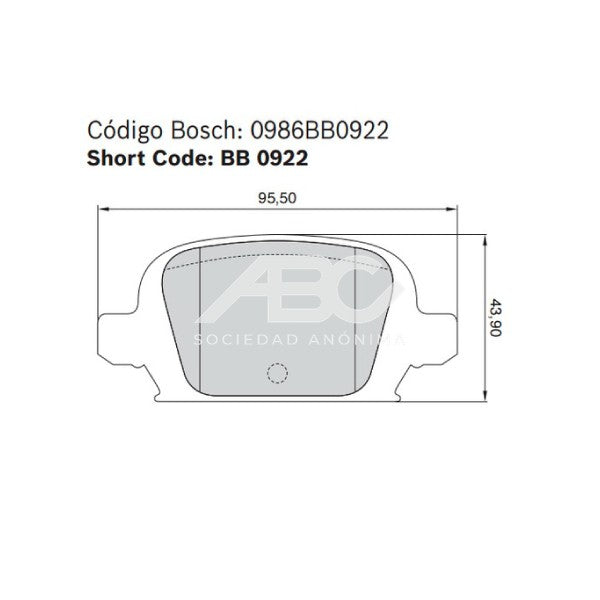 PASTILLAS DE FRENO - PAST. TRAS.CORSA II 1.8 2000 BOSCH 0986BB0922