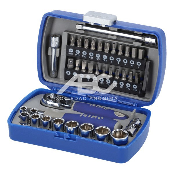 JUEGO DE BOCALLAVES Y ACCESORIOS DE 1/4 POCKET SET 37 PIEZAS IRIMO 109-37-4