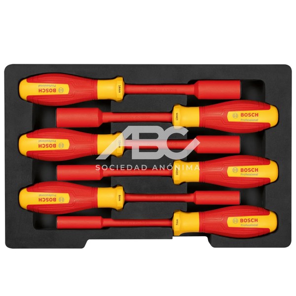 JGO DE DEST HEX VDE 6 PZS EN COLOR PLATA, AMARILLO Y ROJO DESARROLADA PARA ELECTRICISTAS BOSCH 1600A02NF3