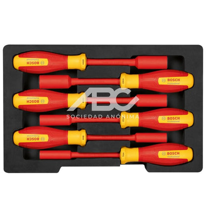 JGO DE DEST HEX VDE 6 PZS EN COLOR PLATA, AMARILLO Y ROJO DESARROLADA PARA ELECTRICISTAS BOSCH 1600A02NF3