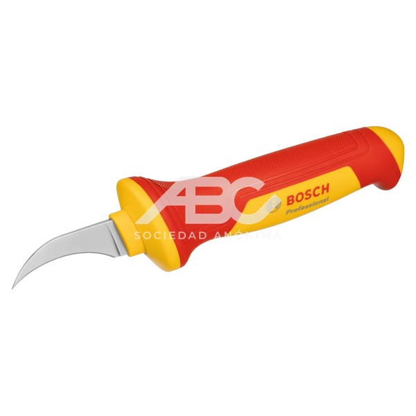 CUCHILLO PARA DESMONTAR VDE EN COLOR PLATA, AMARILLO Y ROJO DESARROLADA PARA ELECTRICISTAS BOSCH 1600A02NF6
