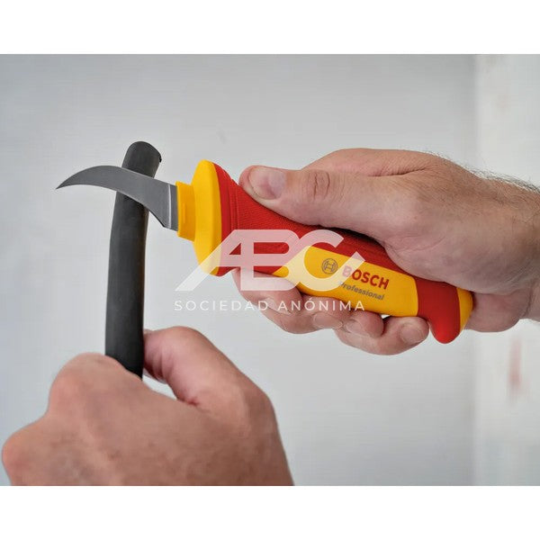 CUCHILLO PARA DESMONTAR VDE EN COLOR PLATA, AMARILLO Y ROJO DESARROLADA PARA ELECTRICISTAS BOSCH 1600A02NF6