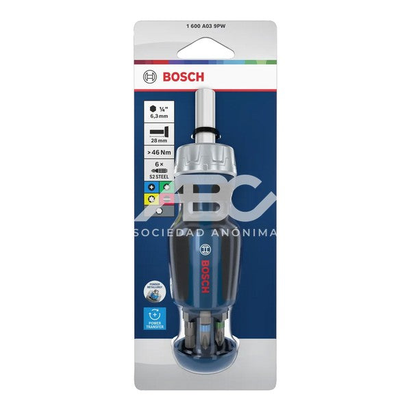 DESTORNILLADOR CORTO C/CRIQUET + 6 PUNTAS BOSCH 1600A039PW