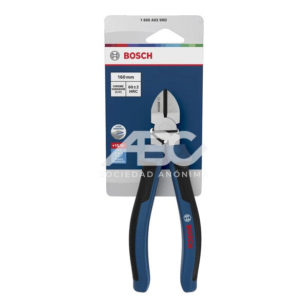 ALICATE DE CORTE DIAGONAL 160 MM CON MANGO SOFT GRIP EN COLOR PLATA BOSCH 1600A039RD