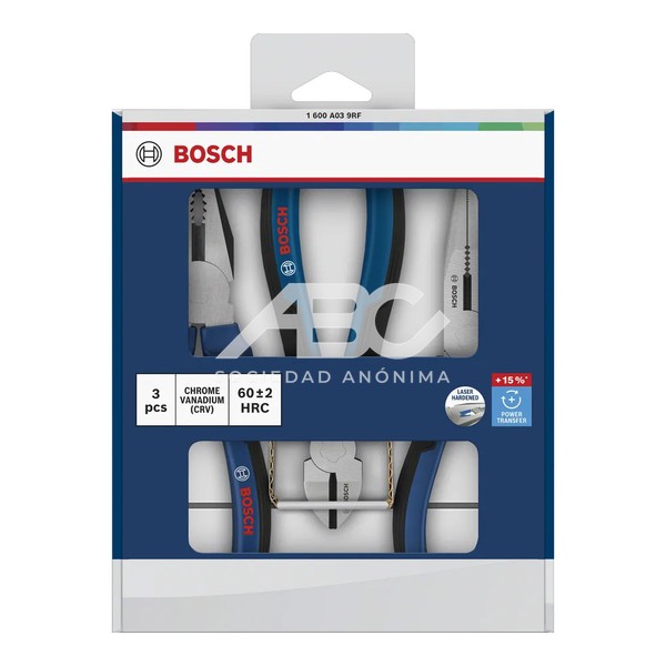 SET DE ALICATES 3 PIEZAS CON MANGO SOFT GRIP BOSCH 1600A039RF