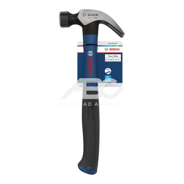 MARTILLO DE UÑA 450G EN COLOR PLATA, AZUL E NEGRO DESARROLADA PARA ELECTRICISTAS BOSCH 1600A03AK7