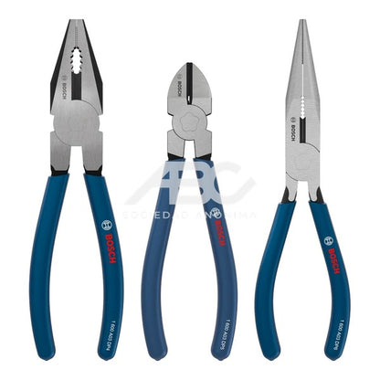 SET DE PINZAS 3 PIEZAS SIN MANGO SOFT GRIP BOSCH 1600A03DN3