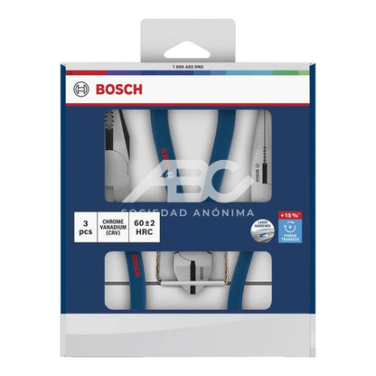 SET DE PINZAS 3 PIEZAS SIN MANGO SOFT GRIP BOSCH 1600A03DN3