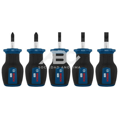 JUEGO DESTORNILLADOR CORTO PRO PZ/SL JOGO 5PIEZAS BOSCH 1600A03HU7