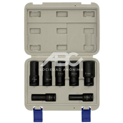 SET DE 7 BOCALLAVES LARGOS DE 1/2": 10MM, 13MM, 17MM, 19MM, 22MM, 24MM, 27MM IRIMO 168-7-4