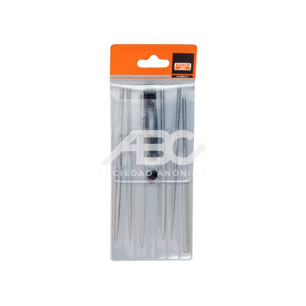 LIMA DE AGUJA JUEGO. DE 6 LIMAS EN FUNDA DE PLASTICO, CON AGUJERO PARA COLGAR BAHCO 2-470-14-2-0