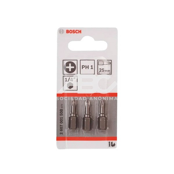 PUNTA PARA ATORNILLAR - PHILLIPS - #1 X 25MM - X 3U BOSCH 2607001508