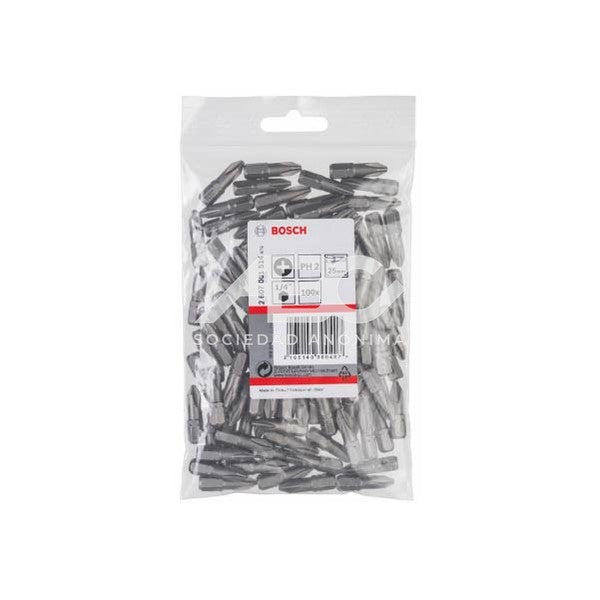 PUNTA PARA ATORNILLAR - PHILLIPS - #2 X 25MM - X 100U BOSCH 2607001514