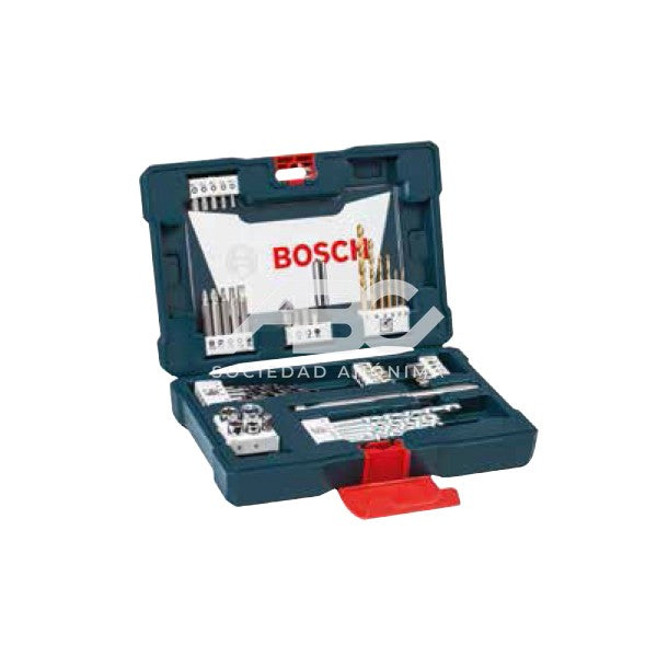 MALETÍN V-LINE DE TITANIO BOSCH (48 PIEZAS) PARA PERFORAR Y ATORNILLAR, INCLUYE BARRA IMANTADA 2607017411