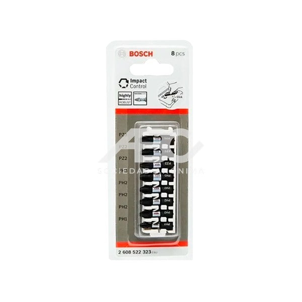JUEGO DE 8 PUNTAS BOSCH X25MM CONTOL IMPACTO PH1 PH2X3 PH3 PZ2X2 PZ3 2608522323