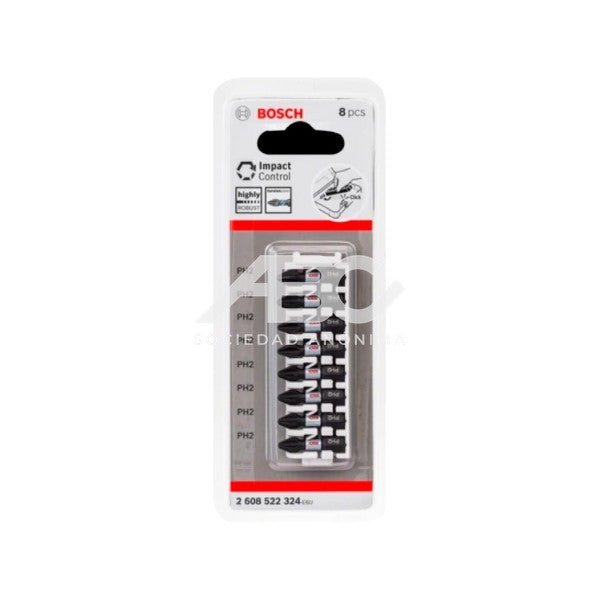 PUNTA PARA ATORNILLAR IMPACT CONTROL - PHILLIPS - #2 X 25MM - X 8U BOSCH 2608522324