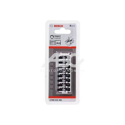 JUEGO DE 8 PUNTAS PARA ATORNILLAR IMPACT CONTROL T25 - 25MM BOSCH 2608522381