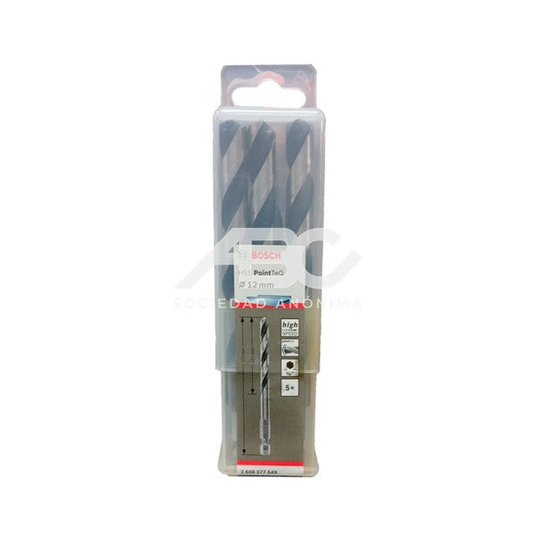 PAQUETE DE MECHAS HSS POINTTEQ HEX, 12MM (5 PZS) BOSCH 2608577549