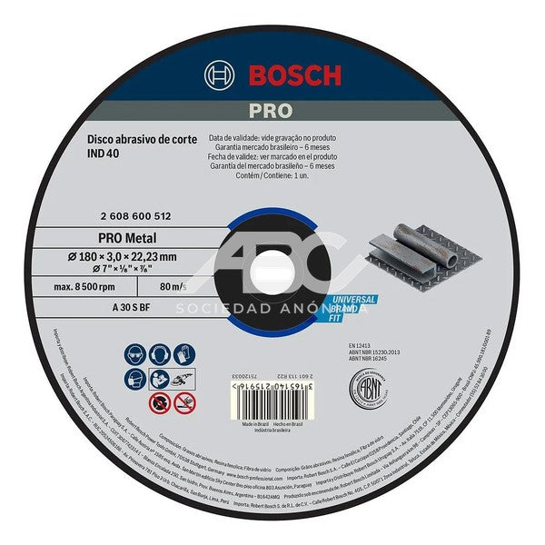 DISCO DE CORTE RECTO TAMAÑO DE GRANO: 30 BOSCH 2608600512