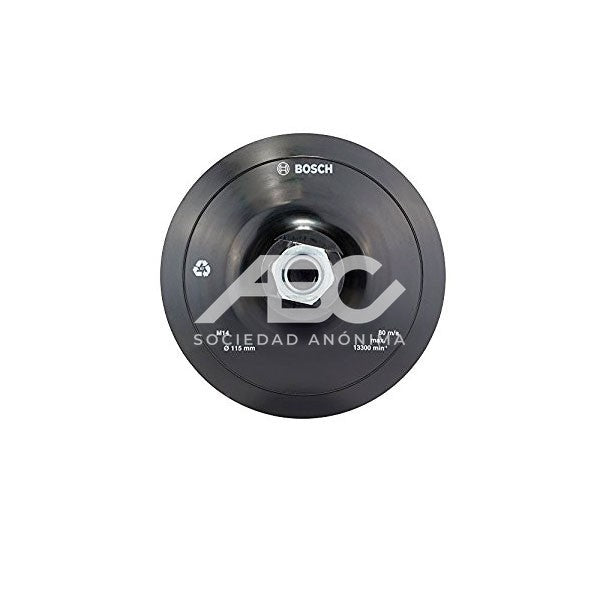 PLATO DE GOMA CON VELCRO PARA LIJAR CON AMOLADORA - 115MM - M14 BOSCH 2608601076