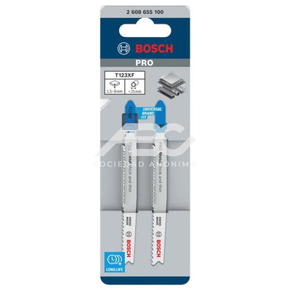 HOJA DE CALAR T123XF 2PZ.LARGA VIDA ÚTIL PARA CORTAR METAL GRUESO Y DELGADO BOSCH 2608655100