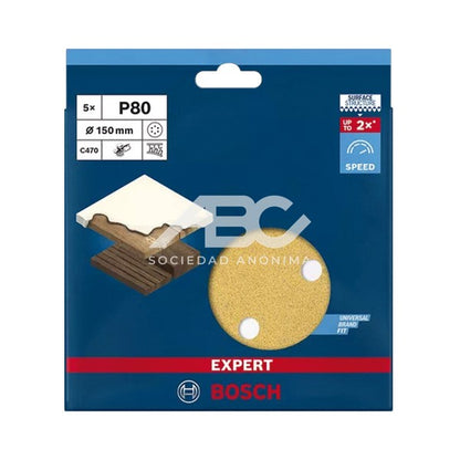 DISCO DE LIJA EXPERT ANTIEMPASTE C470; 125MM G120 50 PIEZAS BOSCH 2608900912