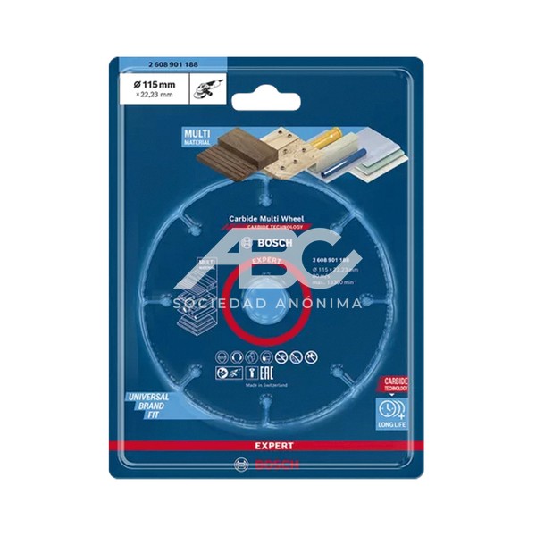 DISCO DE CORTE EXPERT CARBIDE MULTI WHEEL 115MM BOSCH 2608901188 / 2608902488