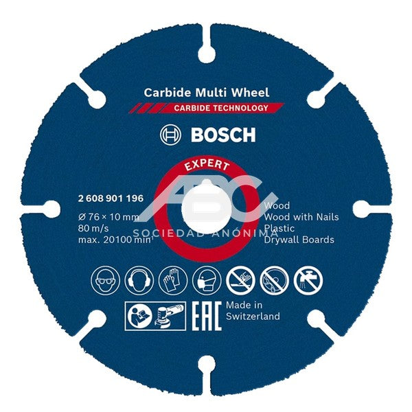 DISCO CORTE CARBIDE MULTI WHEEL 76X10MM BOSCH 2608902373