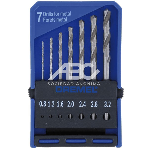 JUEGO DE 7 BROCAS DURADERAS FABRICADAS EN ACERO DE ALTA CALIDAD DREMEL 26150628AE
