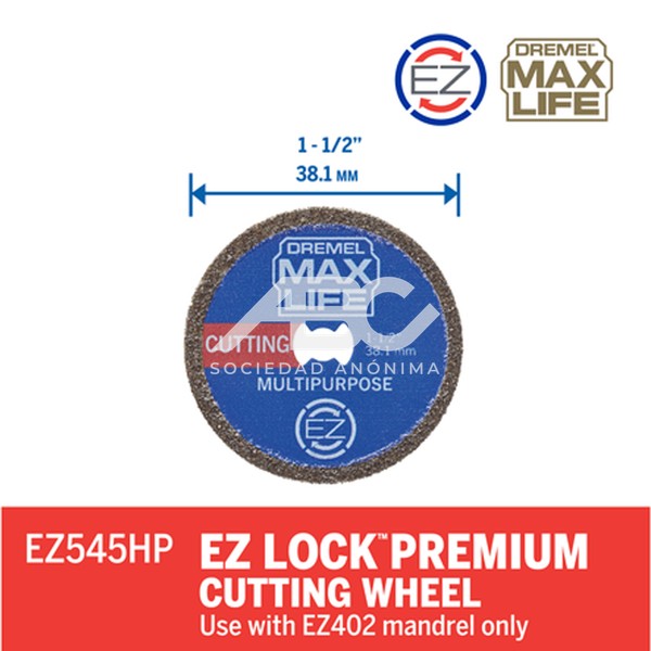 DISCOS DE CORTE DREMEL MAX EZ545HP 2615E545HA