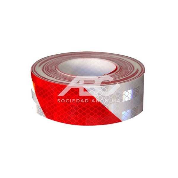 CINTA REFLECTIVA BLANCO Y ROJO ACEBRADA BARRICADE INCLINADA 45º TIPO DOT - 50MMX15.7MT RA 45360 3M 56772 15M