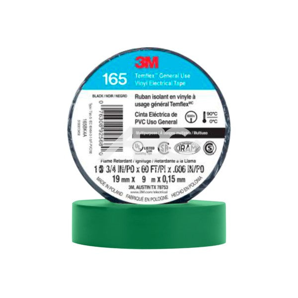 LA CINTA ELÉCTRICA DE PVC 3M TEMFLEX 165 DE 0.152 MM (6 MILS) DE GROSOR ES UNA CINTA AISLANTE 66063 - PACK X10