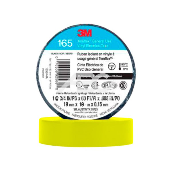 LA CINTA ELÉCTRICA DE PVC 3M TEMFLEX 165 DE 0.152 MM (6 MILS) DE GROSOR ES UNA CINTA AISLANTE 66066 - PACK X10