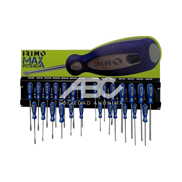 SET DESTORNILLADORES PUNTA PLANA Y PHILLIPS- 156 PIEZAS EN EXHIBIDOR IRIMO 459A-156-P