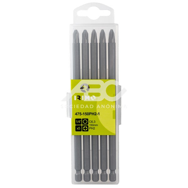 PUNTA PH2 DE 1/4", 150 MM, CAJA DE 5 UNIDADES IRIMO 475-150PH2-1