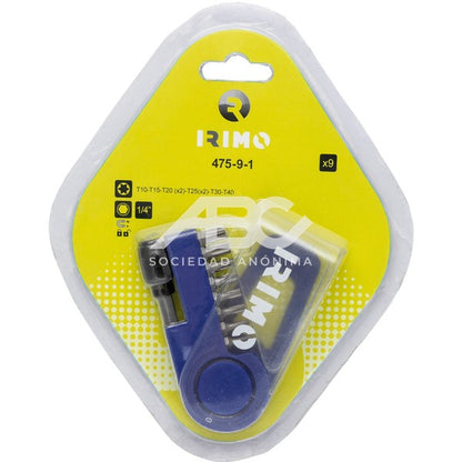 JUEGO DE 9 PUNTAS TORX 1/4" IRIMO 475-9-1