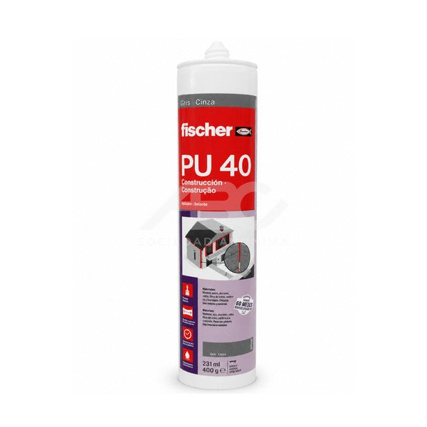 SELLADOR PU 40 CONSTR GRIS 400G CARTUCHO FISCHER 600491