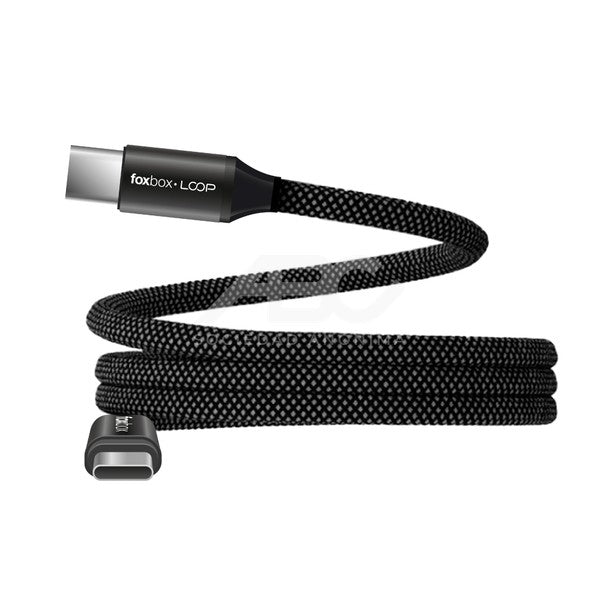 CABLE MAGNÉTICO FOXBOX LOOP TYPE-C A TYPE-C 60W- 1 METRO- NEGRO- ANTIENREDO - SUPER FLEXIBLE 8375