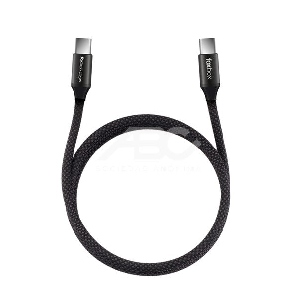CABLE MAGNÉTICO FOXBOX LOOP TYPE-C A TYPE-C 60W- 1 METRO- NEGRO- ANTIENREDO - SUPER FLEXIBLE 8375