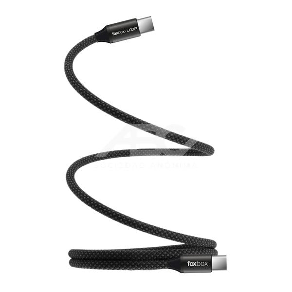 CABLE MAGNÉTICO FOXBOX LOOP TYPE-C A TYPE-C 60W- 1 METRO- NEGRO- ANTIENREDO - SUPER FLEXIBLE 8375