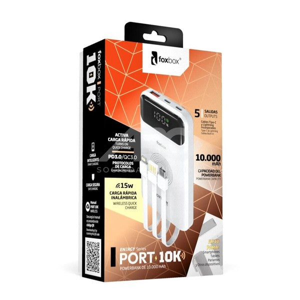 CARGADOR PORTATIL FOXBOX ENERGY PORT 10000 MAH WIRELESS NEGRO 8520