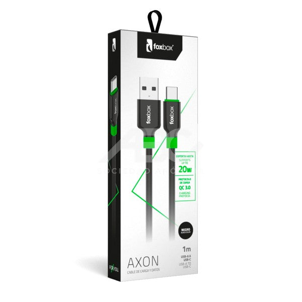 CABLE FOXBOX AXON 20W 1M BLANCO-USB A TIPO C - CARGA RAPIDA 3.0 8730