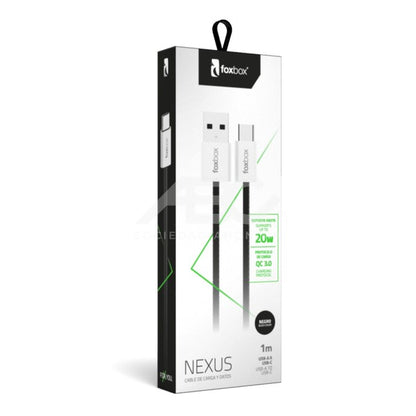 CABLE CARGADOR FOXBOX NEXUS 20W 1M NEGRO- USB A TIPO C - CARGA RAPIDA 3.0 8731