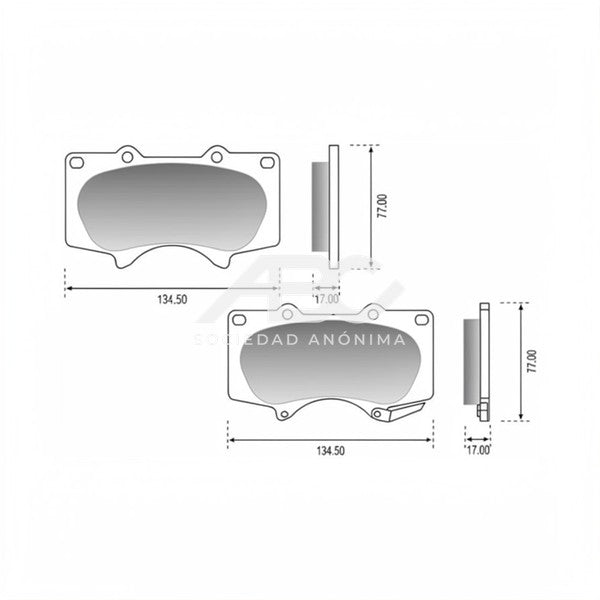 PASTILLA DE FRENO CERAMICA TOYOTA HILUX 2.5 3.0 4X2 4X4 DELANTERA (CALIPER SUMITOMO) PLASBESTOS 88500