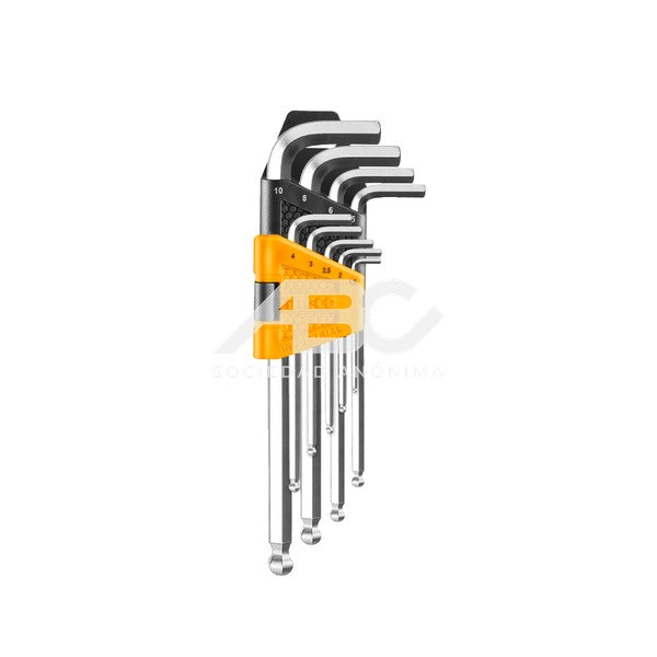 SET DE LLAVES ALLEN BOLITA 9 PIEZAS INGCO HHK12091