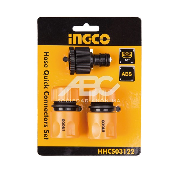 KIT DE CONECTORES RAPIDOS PARA MANGUERA DE RIEGO INGCO HHCS03122